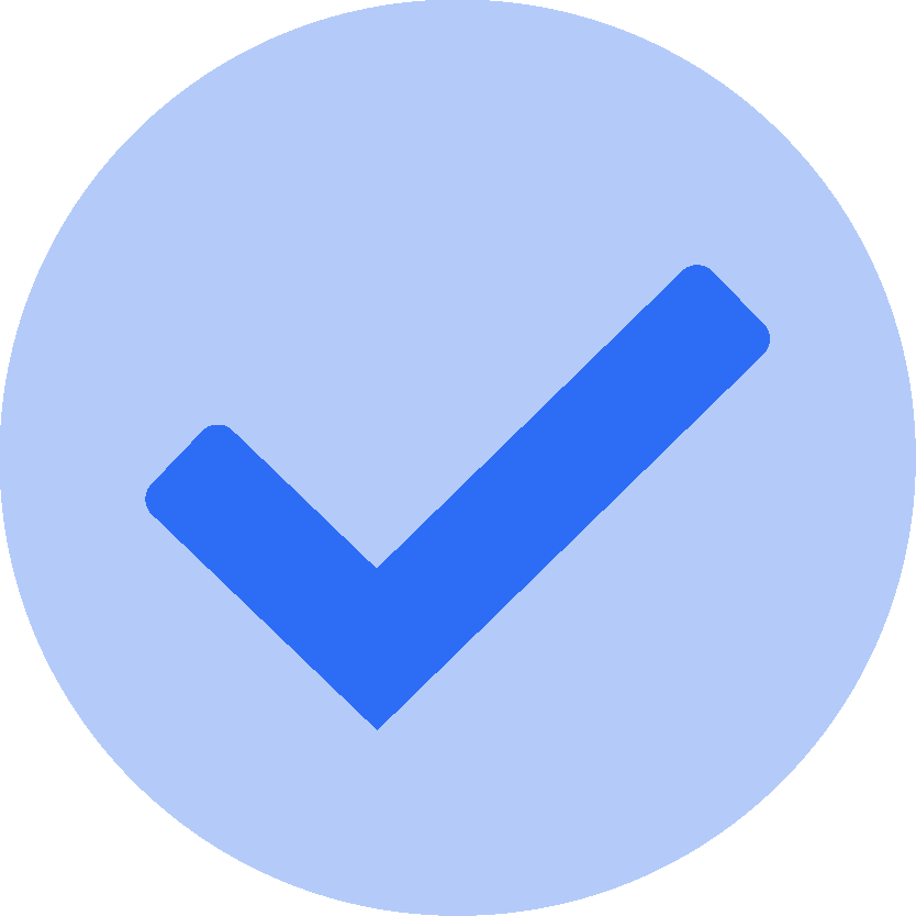 light blue background checkmark icon