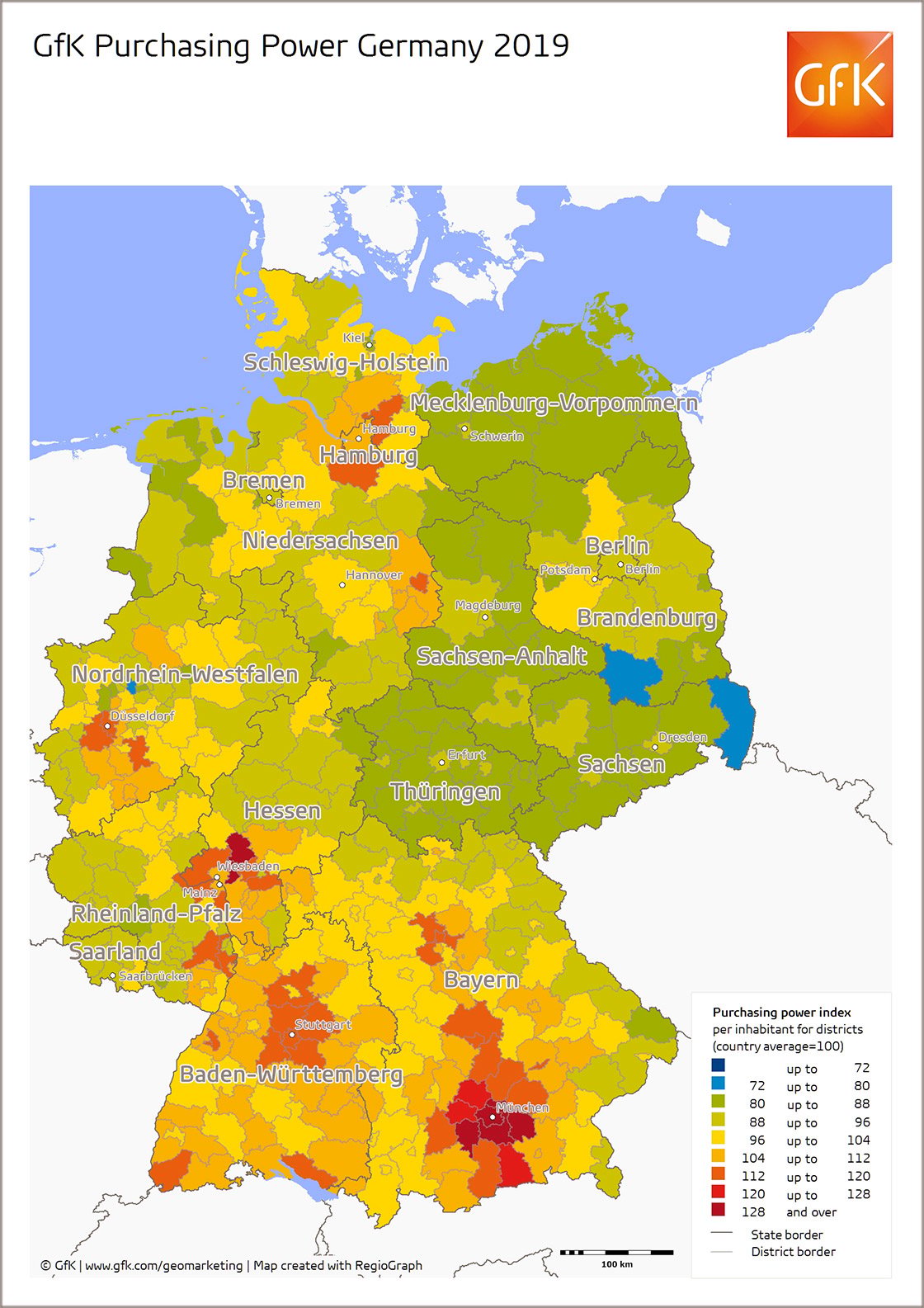Inline image 1 for Map of the Month: GfK Purchasing Power, Germany 2019
