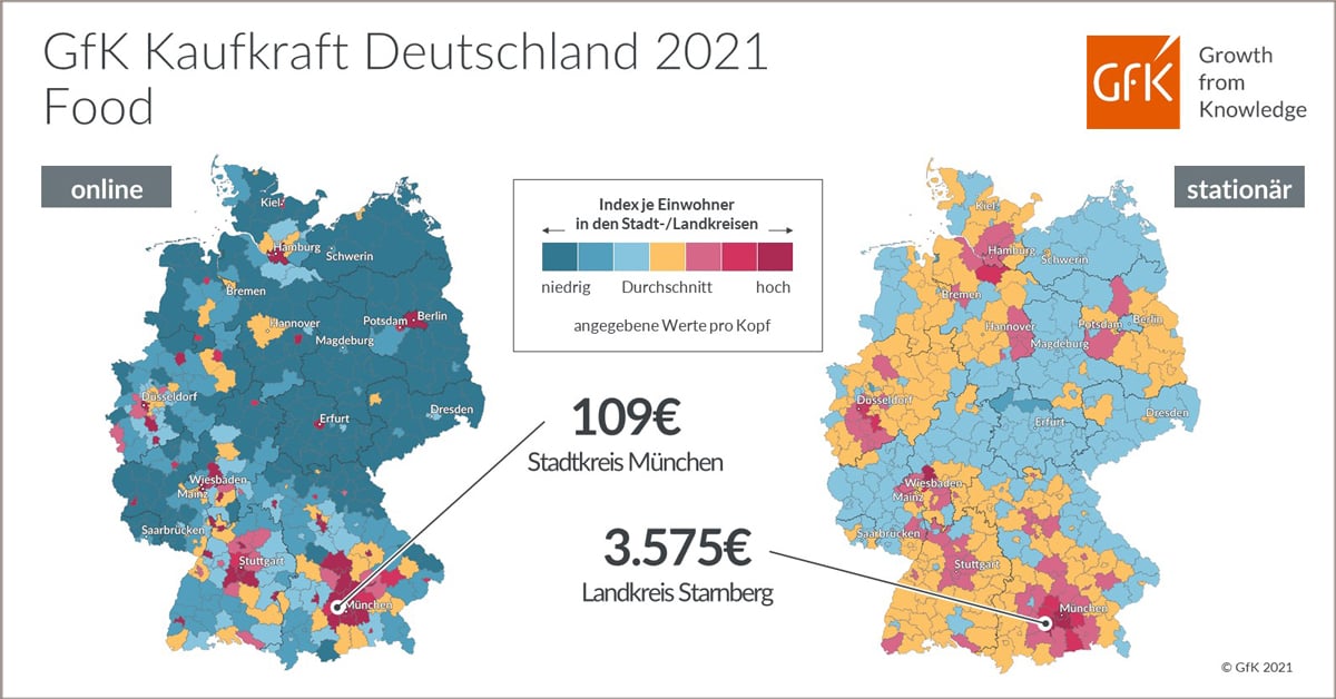 Bild im Inhalt 2 zu Bild des Monats: GfK Kaufkraft für Food, Deutschland 2021