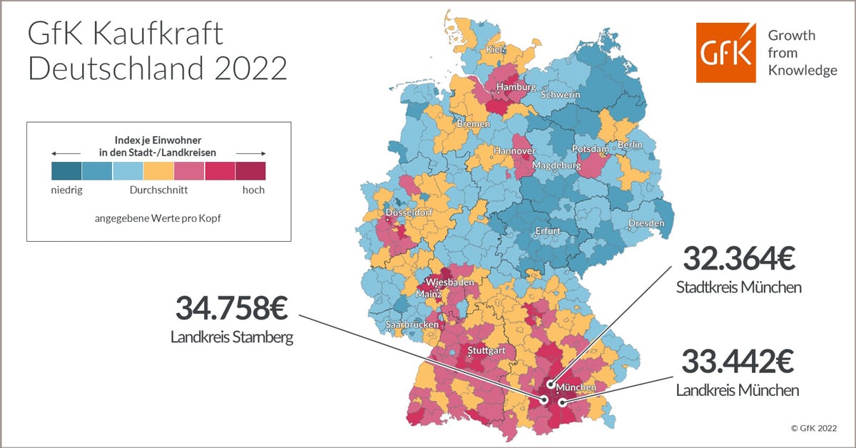 Bild im Inhalt 2 zu Bild des Monats: GfK Kaufkraft, Deutschland 2022