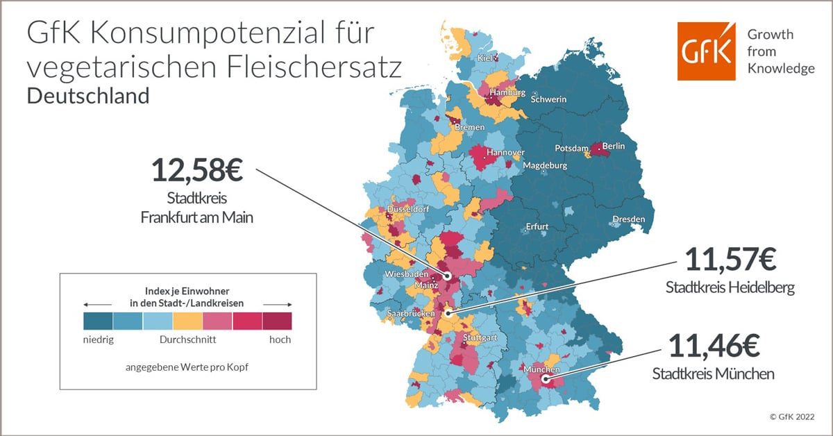 Bild im Inhalt 2 zu Bild des Monats: GfK Konsumpotenzial für vegetarischen Fleischersatz