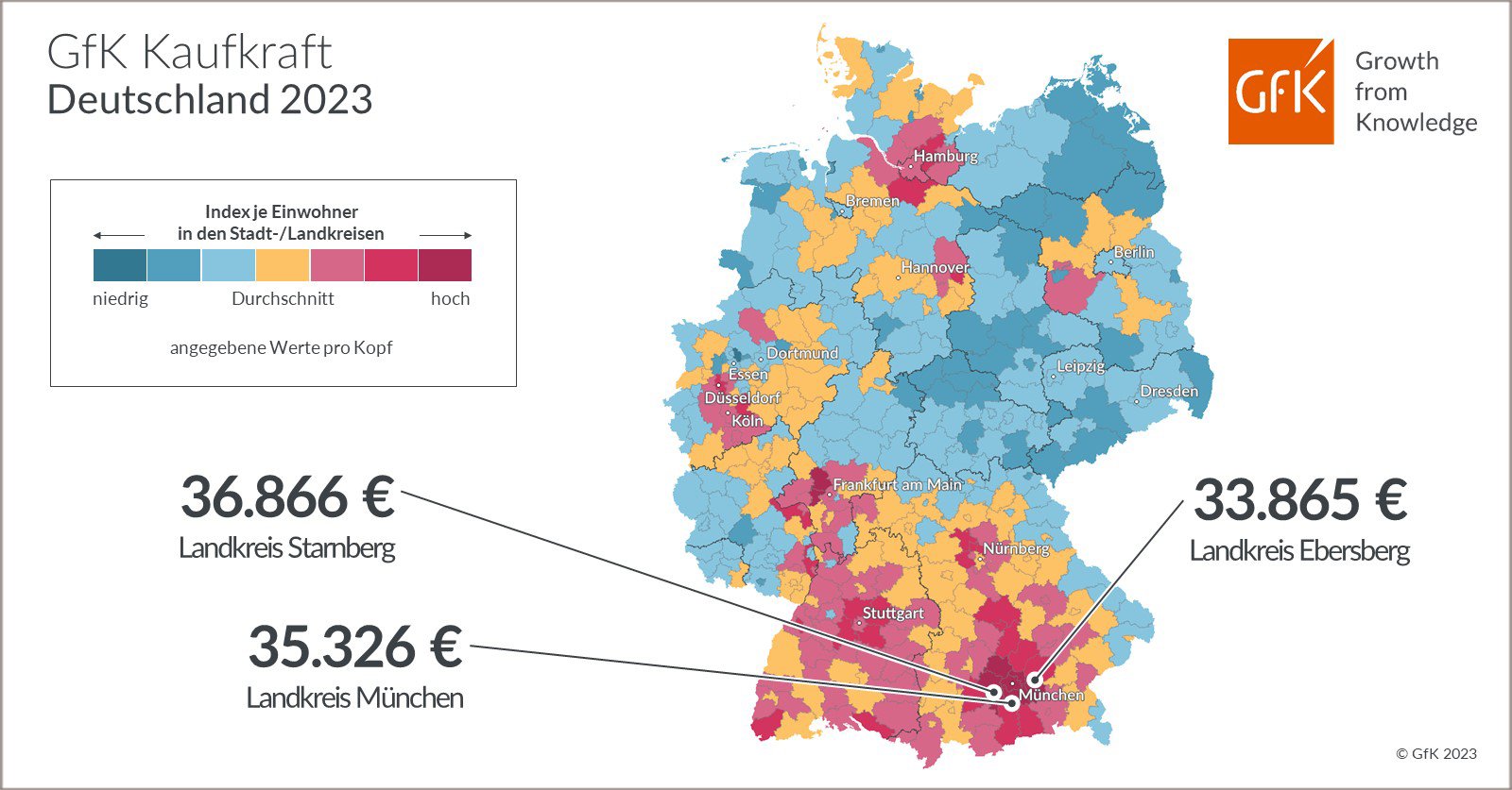 Bild im Inhalt 2 zu Bild des Monats: GfK Kaufkraft, Deutschland 2023