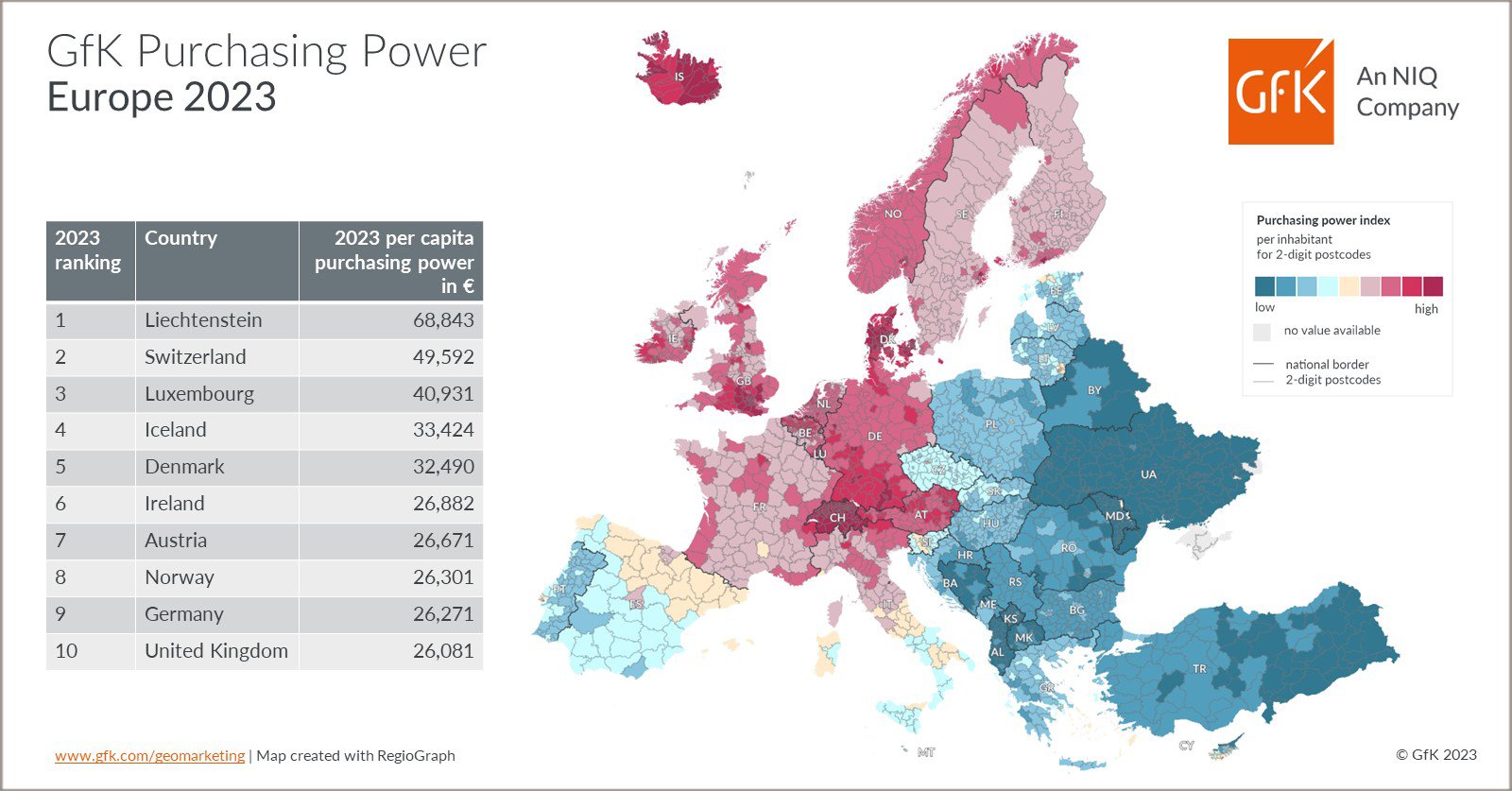 Inline image 2 for Map of the Month: GfK Purchasing Power, Europe 2023