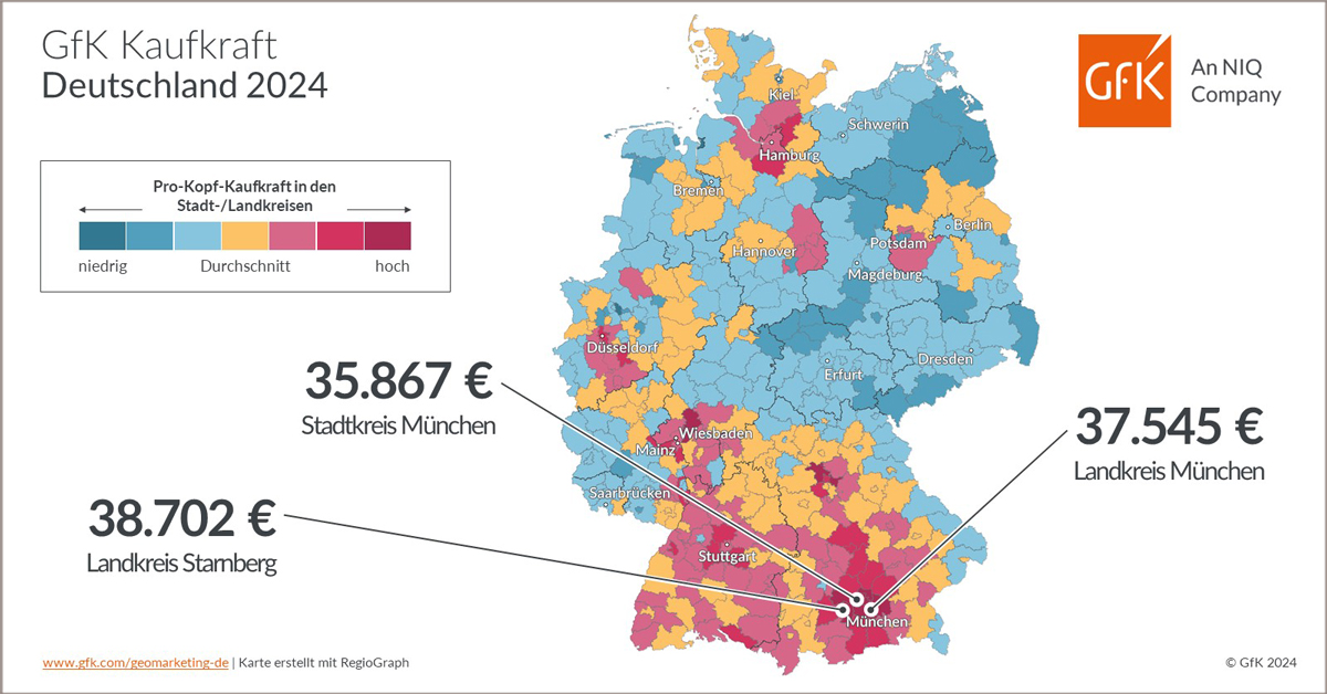 Bild im Inhalt 2 zu Bild des Monats: GfK Kaufkraft, Deutschland 2024