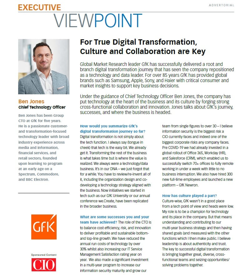 Inline image 1 for Ben Jones interview: “For true digital transformation, culture and collaboration are key”