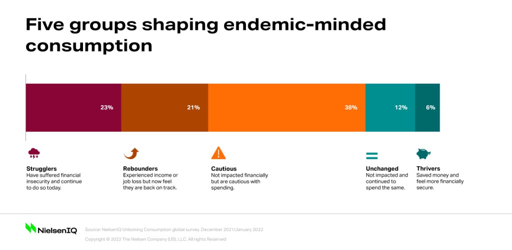 Chart showing the five groups shaping endemic consumer spending in the economic divide