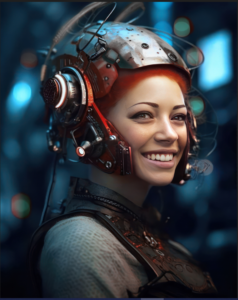 Artwork by Artist Rocco Tanica for Linkontro 2023. Company: Colgate A futuristic girl, smiling