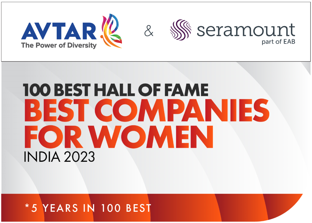 AVATAR The Power of Diversity & Seramount part of EAB 100 Best Hall of Fame Best Companies for Woment INDIA 2023 5 Years in 100 Best