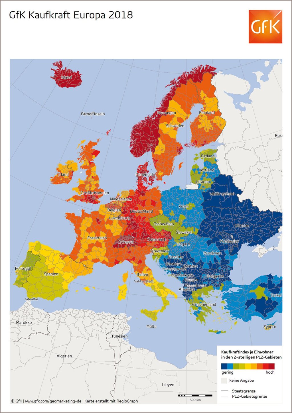 Bild des Monats: GfK Kaufkraft, Europa 2018