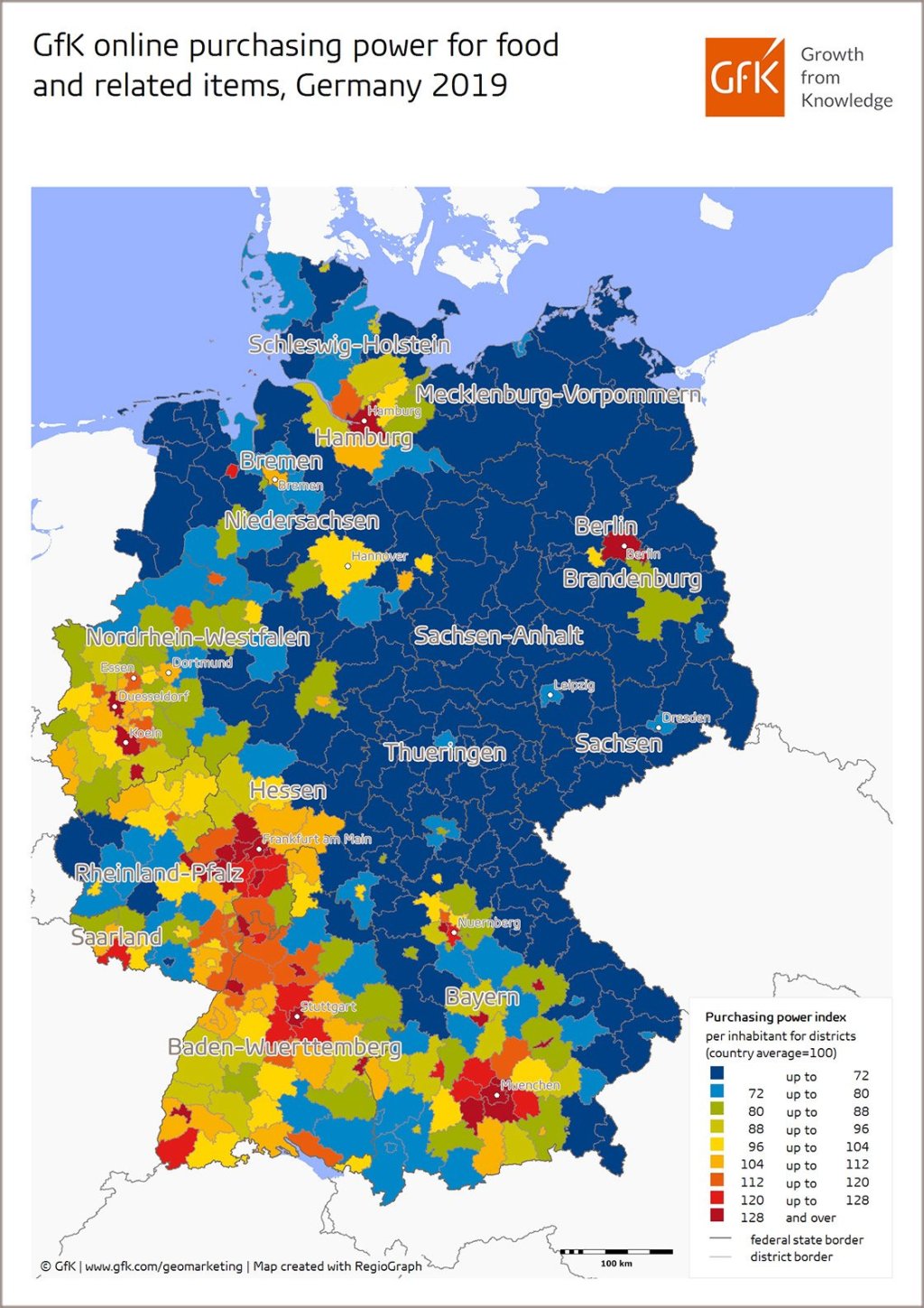 Map of the Month: Online purchasing power for food, Germany 2019