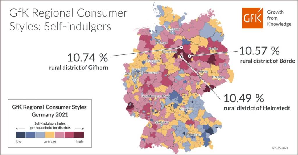 Map of the Month: GfK Regional Consumer Styles, Self-indulgers, Germany 2021