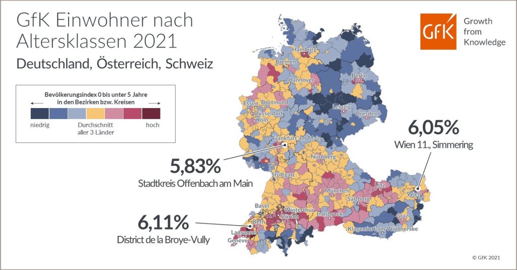 GfK Einwohner nach Altersklassen Deutschland, Österreich, Schweiz 2021