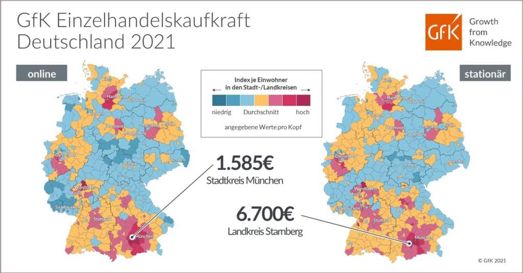 Bild des Monats: GfK Einzelhandelskaufkraft, Deutschland 2021