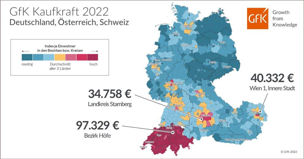 Bild des Monats: GfK Kaufkraft Deutschland, Österreich, Schweiz 2022