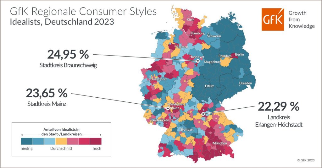 Bild des Monats: GfK Regionale Consumer Styles, Idealists, Deutschland 2023