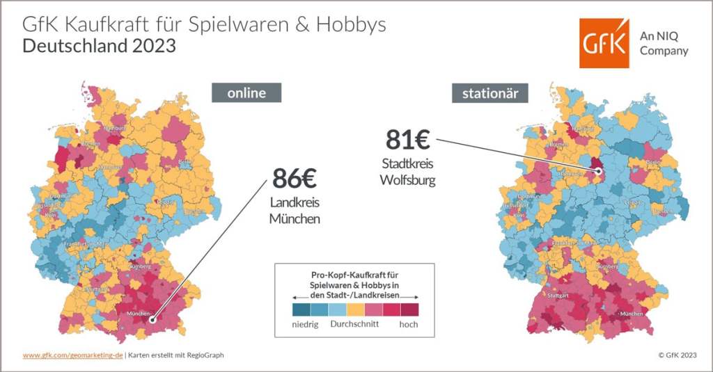 Bild des Monats: GfK Kaufkraft für Spielwaren & Hobbys, Deutschland 2023