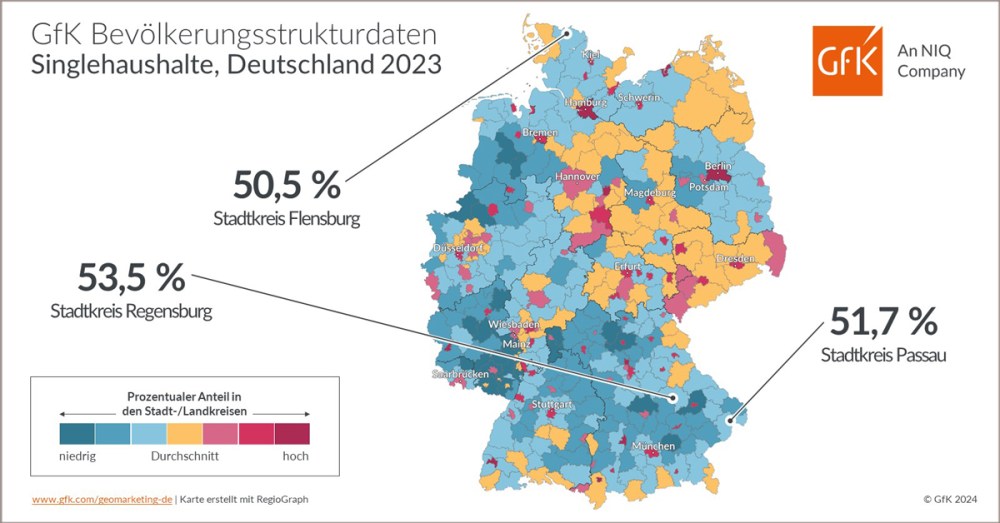 Hero-Bild zu Bild des Monats: GfK Bevölkerungsstrukturdaten, Singlehaushalte, Deutschland 2023