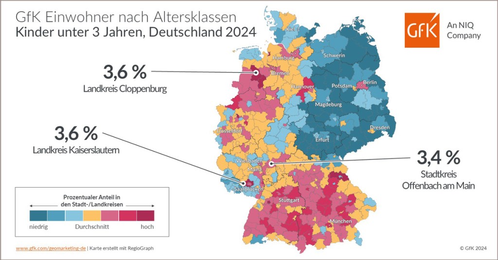 Bild des Monats: GfK Einwohner nach Altersklassen, Kinder unter 3 Jahren, Deutschland 2024