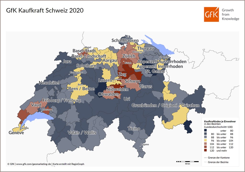 Bild des Monats: GfK Kaufkraft, Schweiz 2020