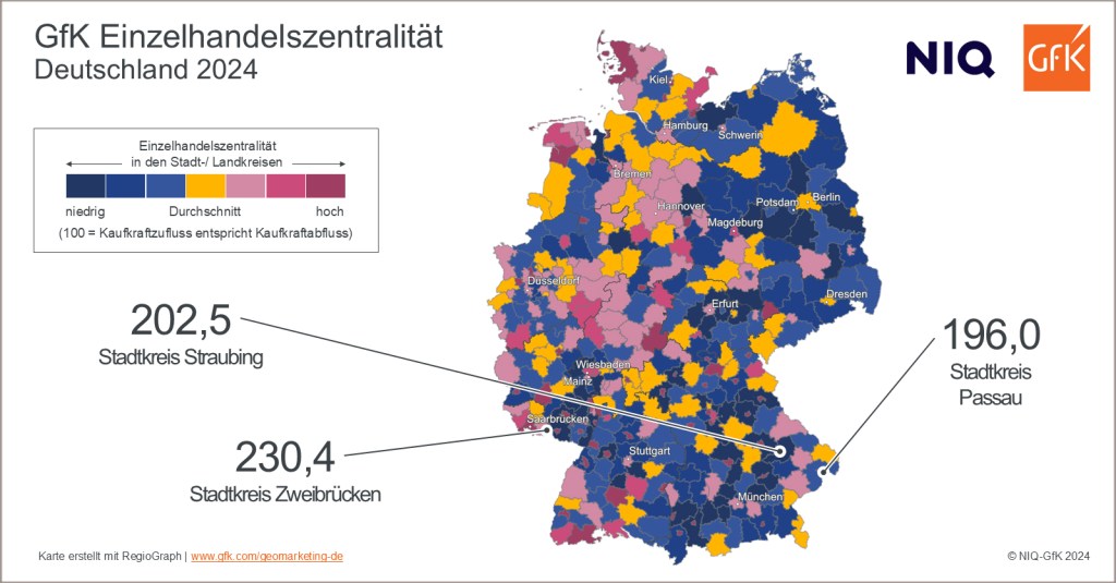 Bild des Monats: GfK Einzelhandelszentralität, Deutschland 2024