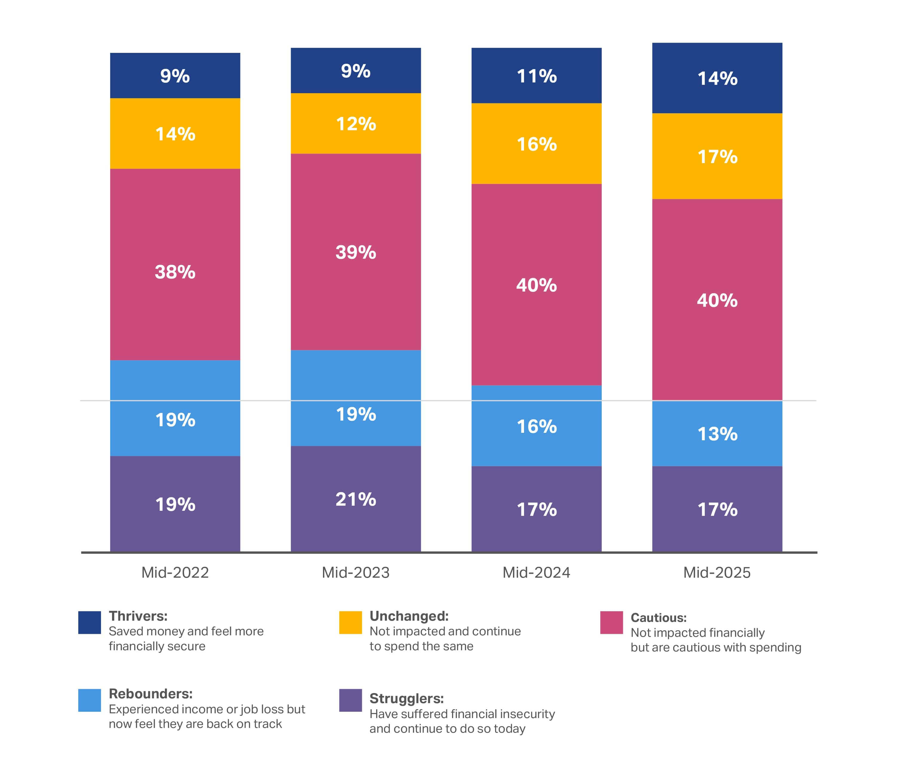 A chart showing the Consumer outlook 2026​ summary of our economic divide segmentation.