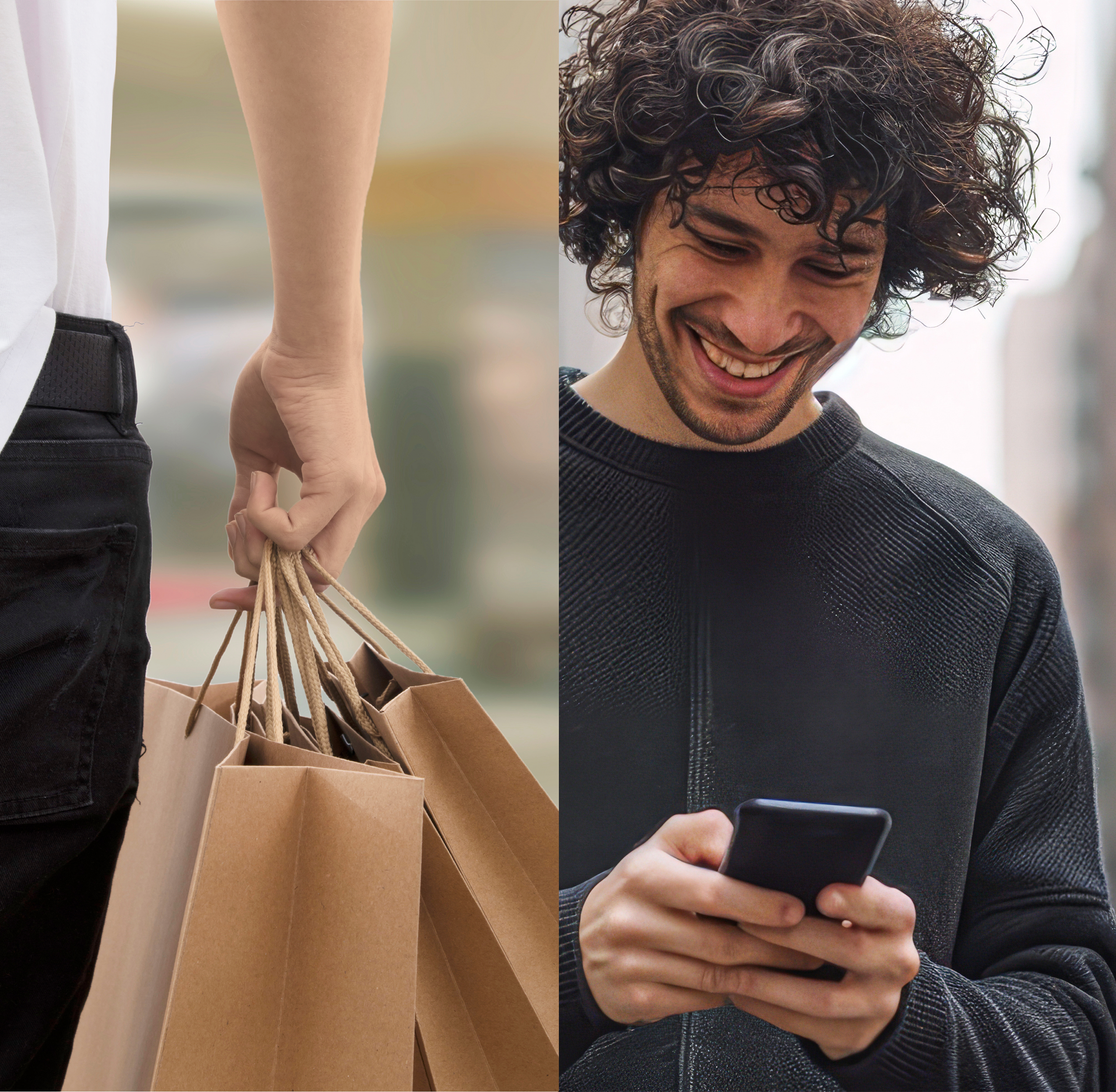 Chapter 3 of the Consumer outlook 2026​ report shows a split screen of a shopper carrying bags and a person looking at their phone