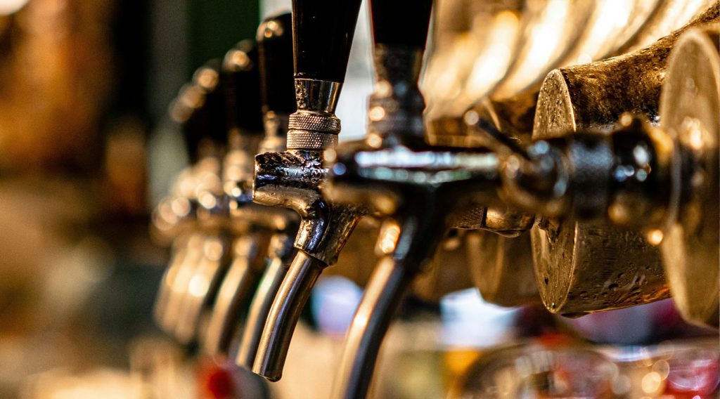 Draft beer taps in a hospitality venue
