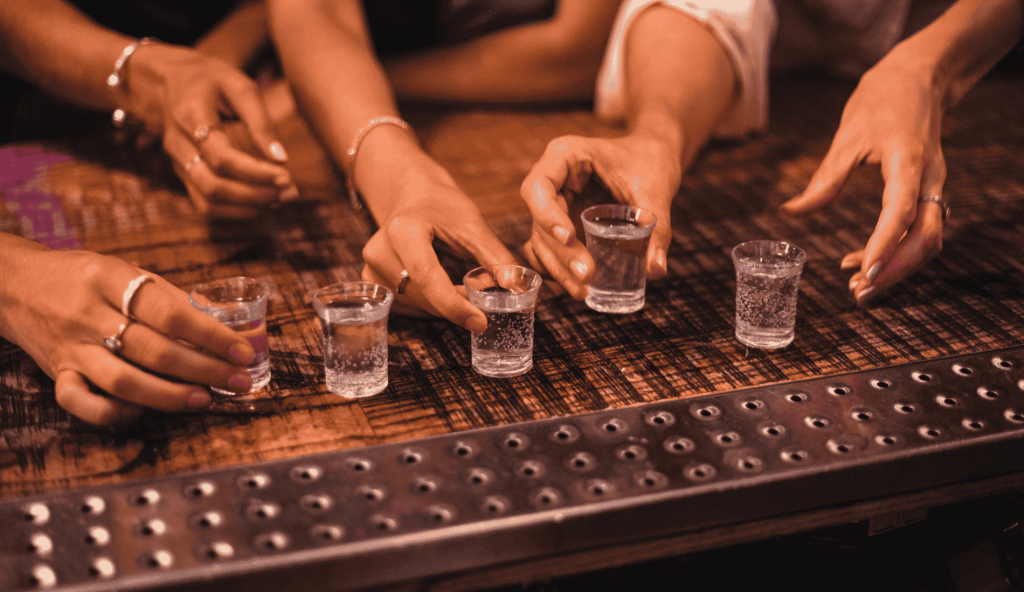 alcohol shots on a table
