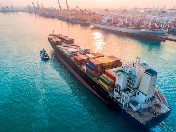 Cargo ship in a river