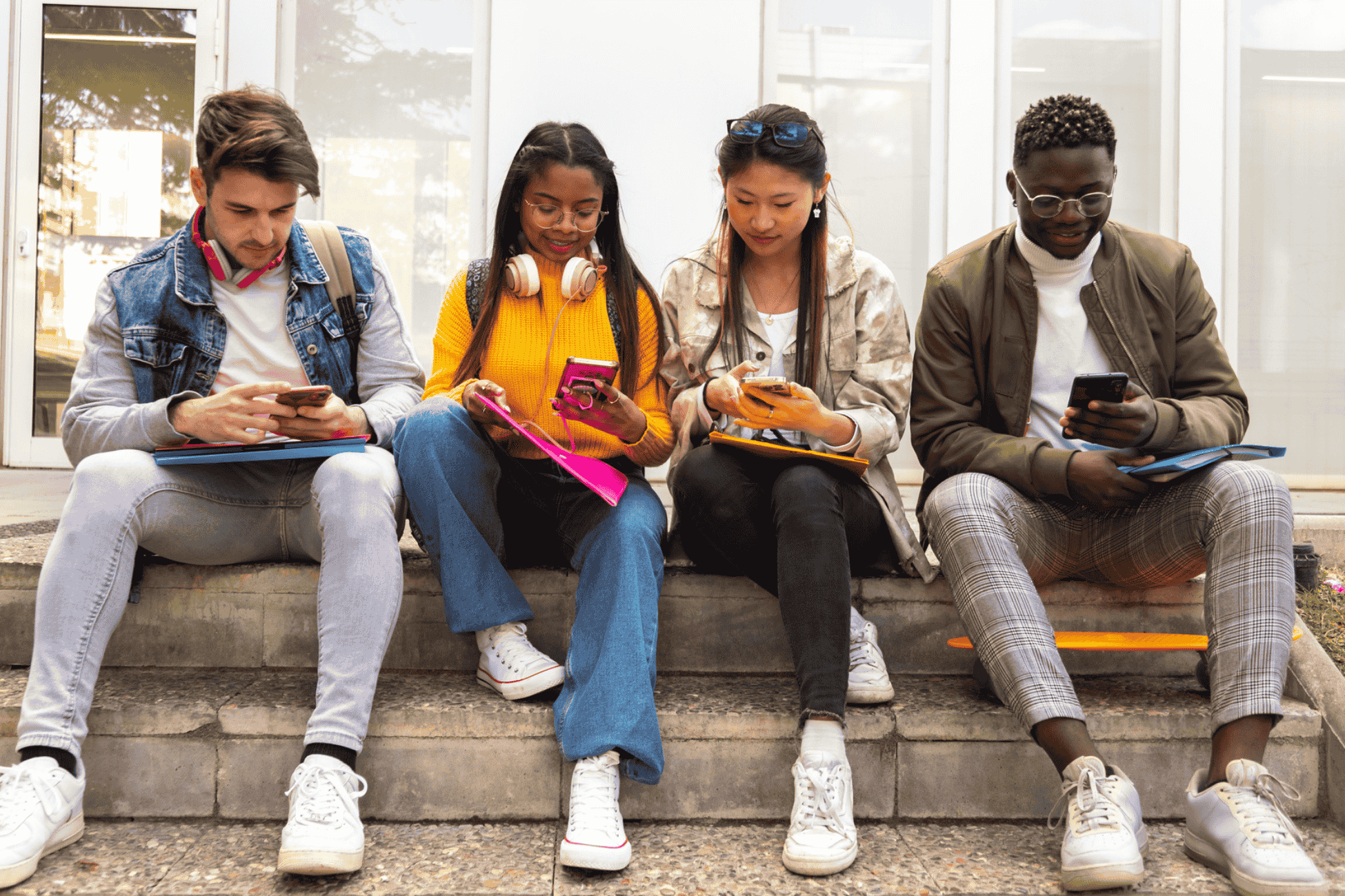 group of african american kids talking