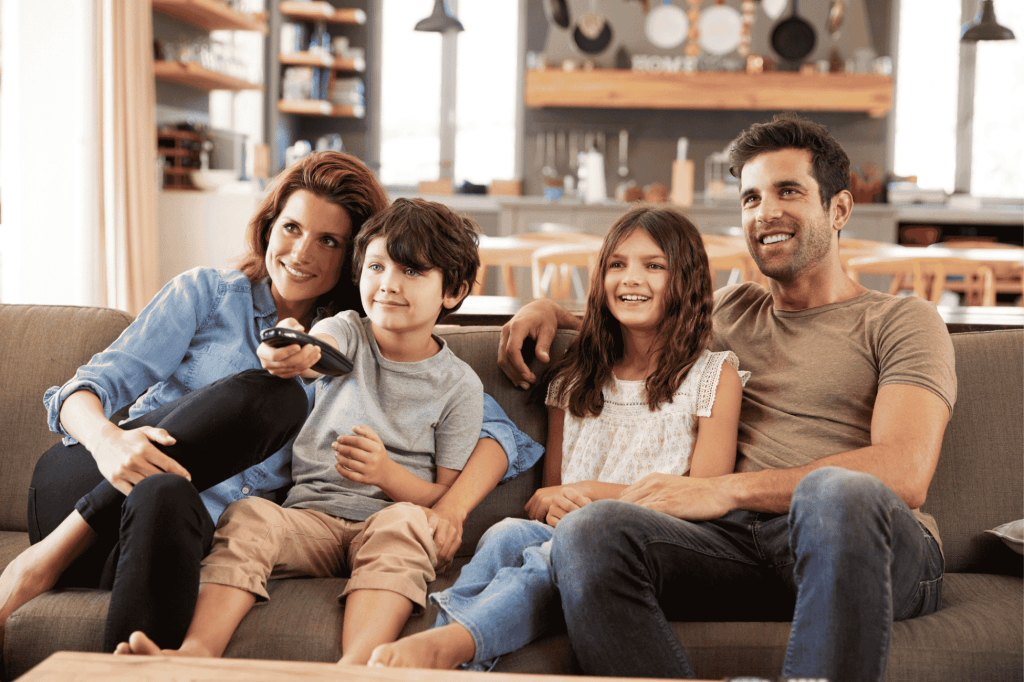 family watching tv together