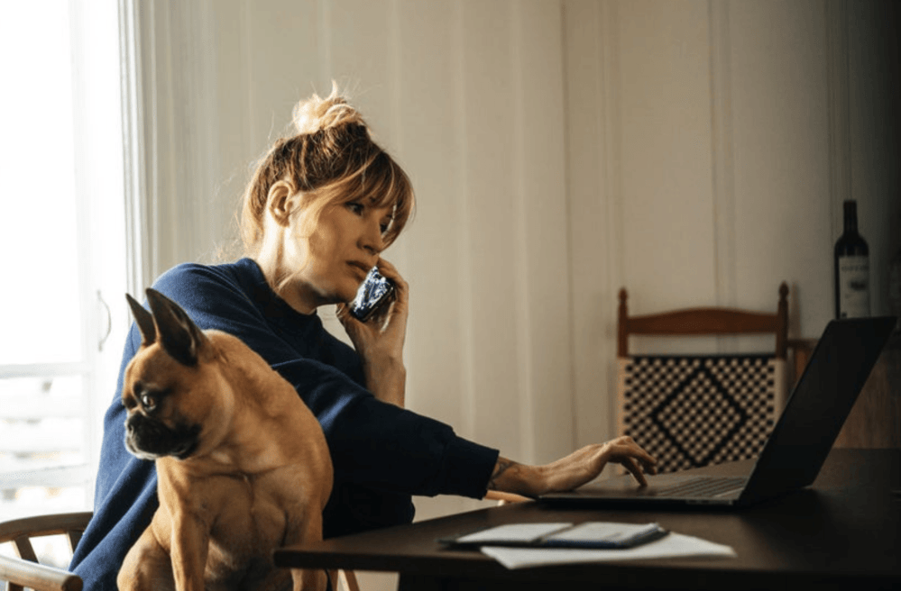 women with her dog