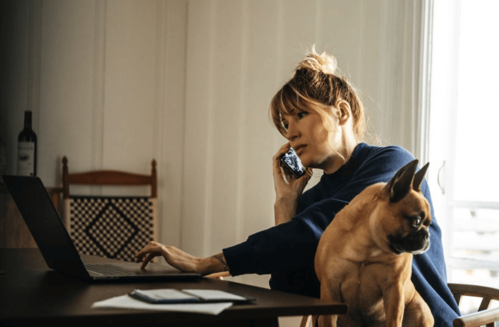 women with her dog