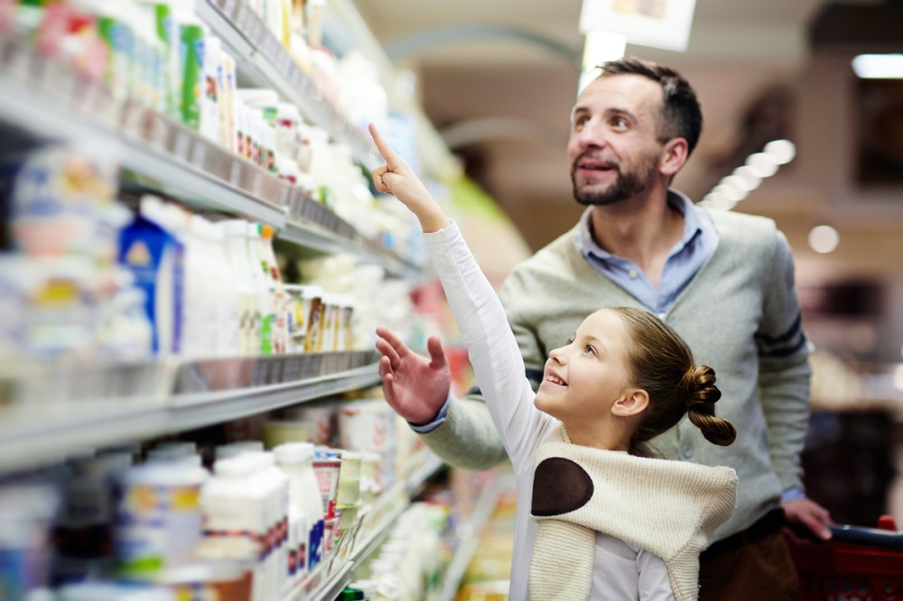 Father and daughter shopping