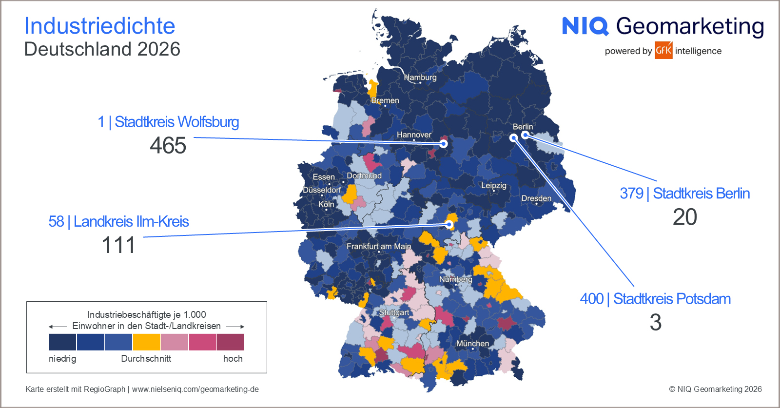 Bild im Inhalt 4 zu Bild des Monats: Industriedichte, Deutschland 2026