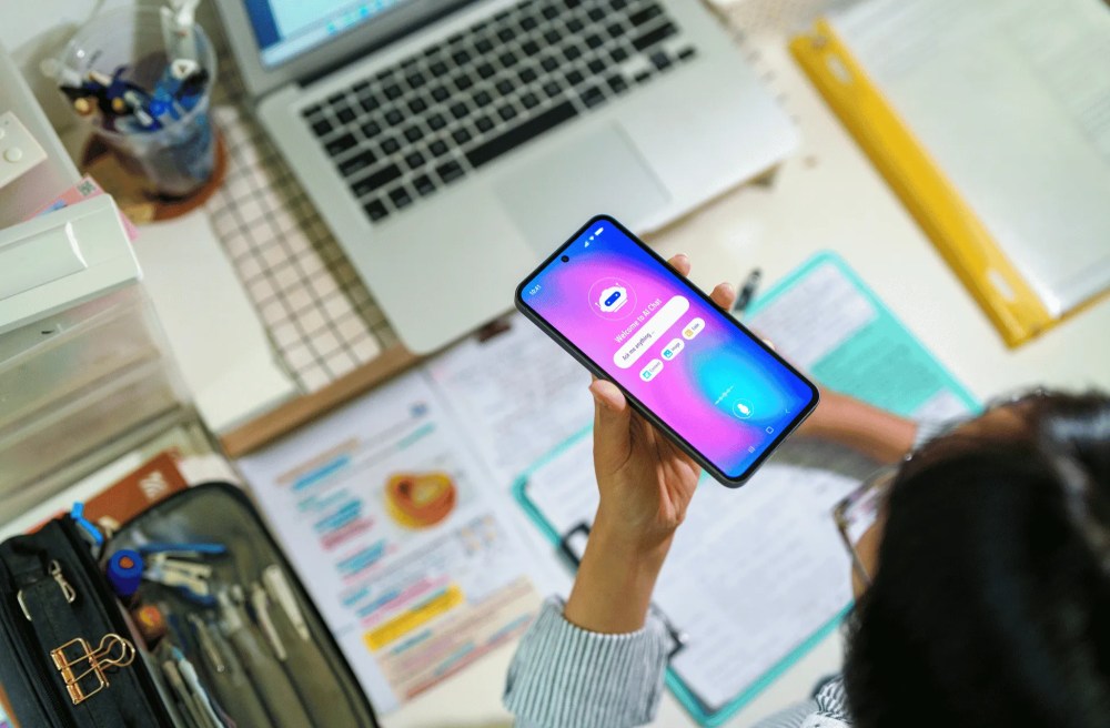 person using ai for her work