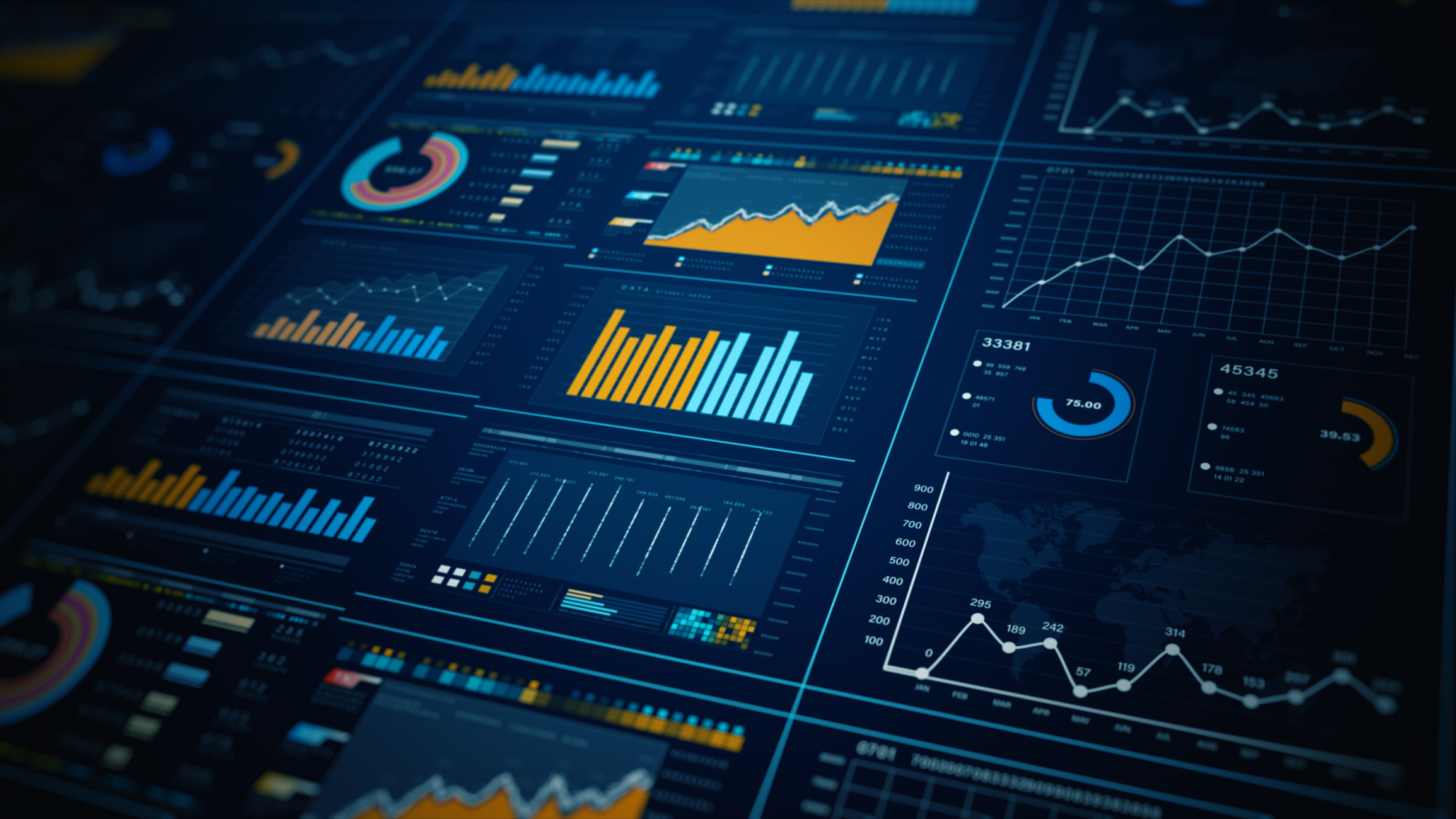 data in a blue dashboard