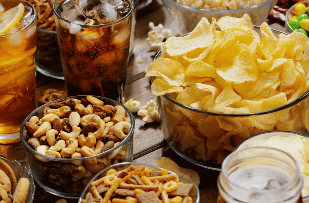 snacks in a table