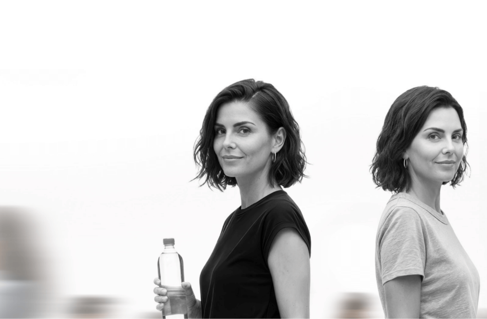 two women in a white background