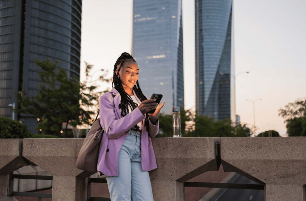 girl in the city with her mobile